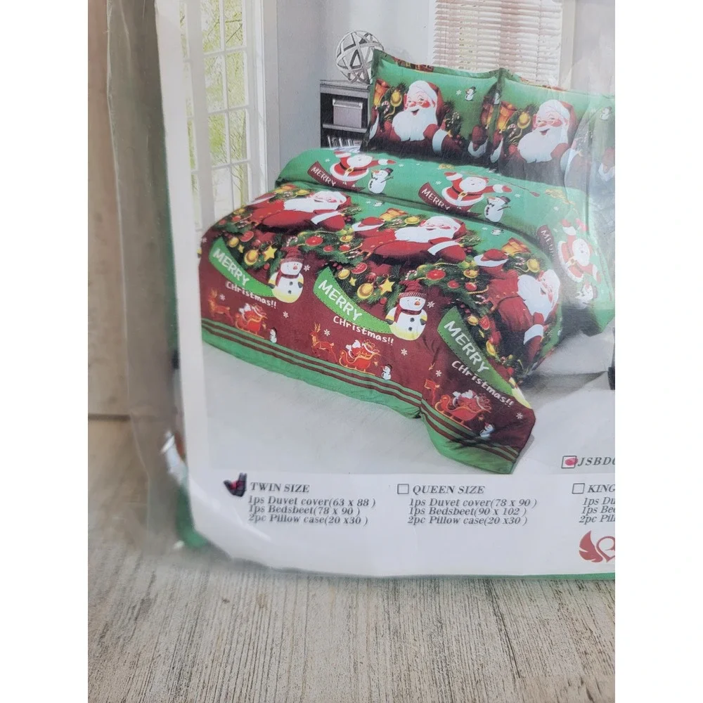 vintage Jessy 3D‎ twin size Merry Christmas bedding set Santa Claus Snowman
